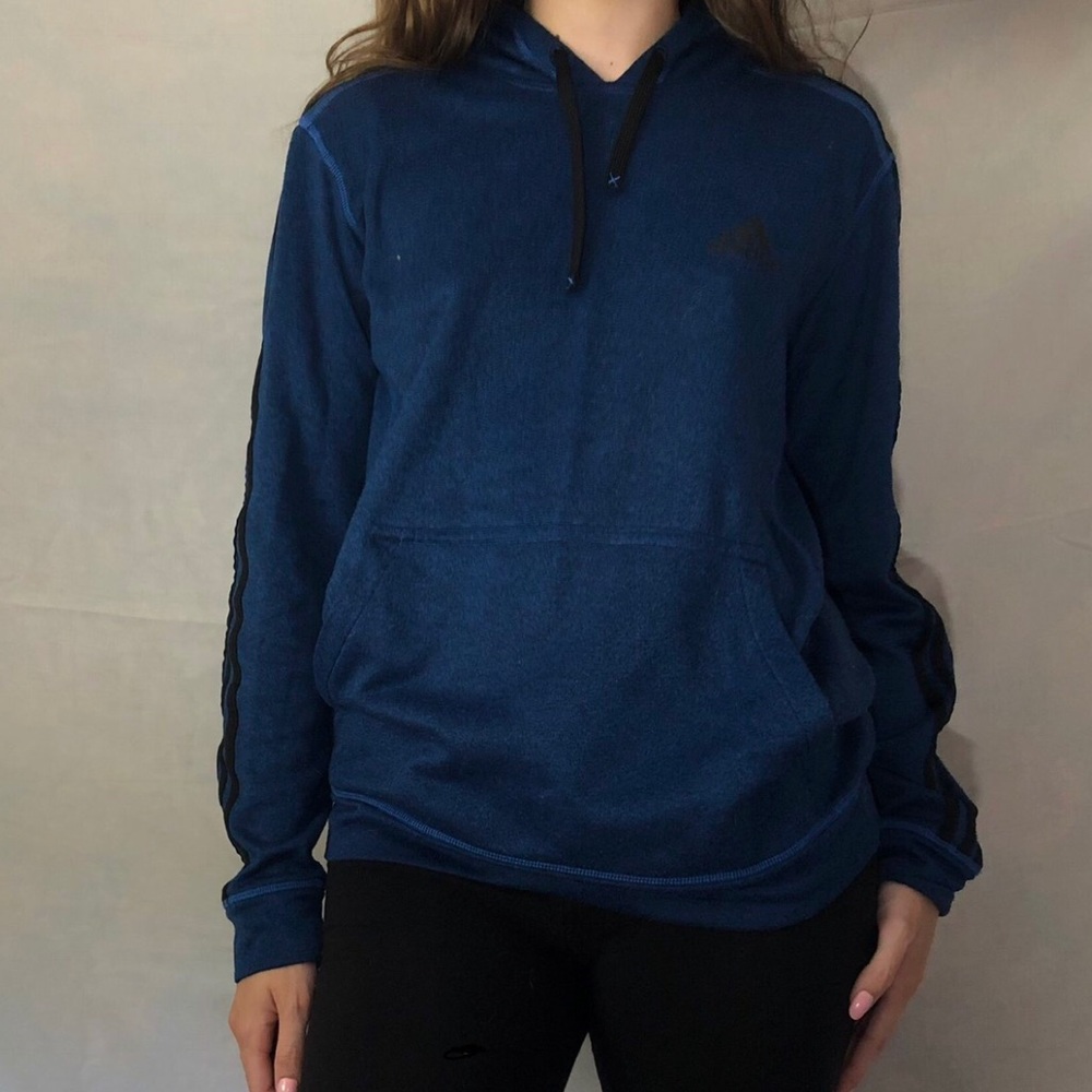 Dark Blue Cotton Adidas Hoodie